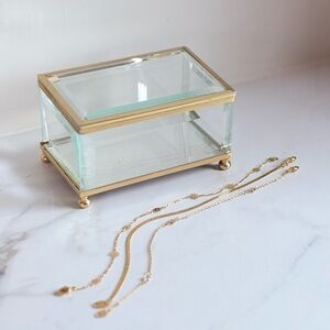 Vintage Avon Gold Anklet Stack Set NIB Layered Chains Floral Crystal Flat Woven